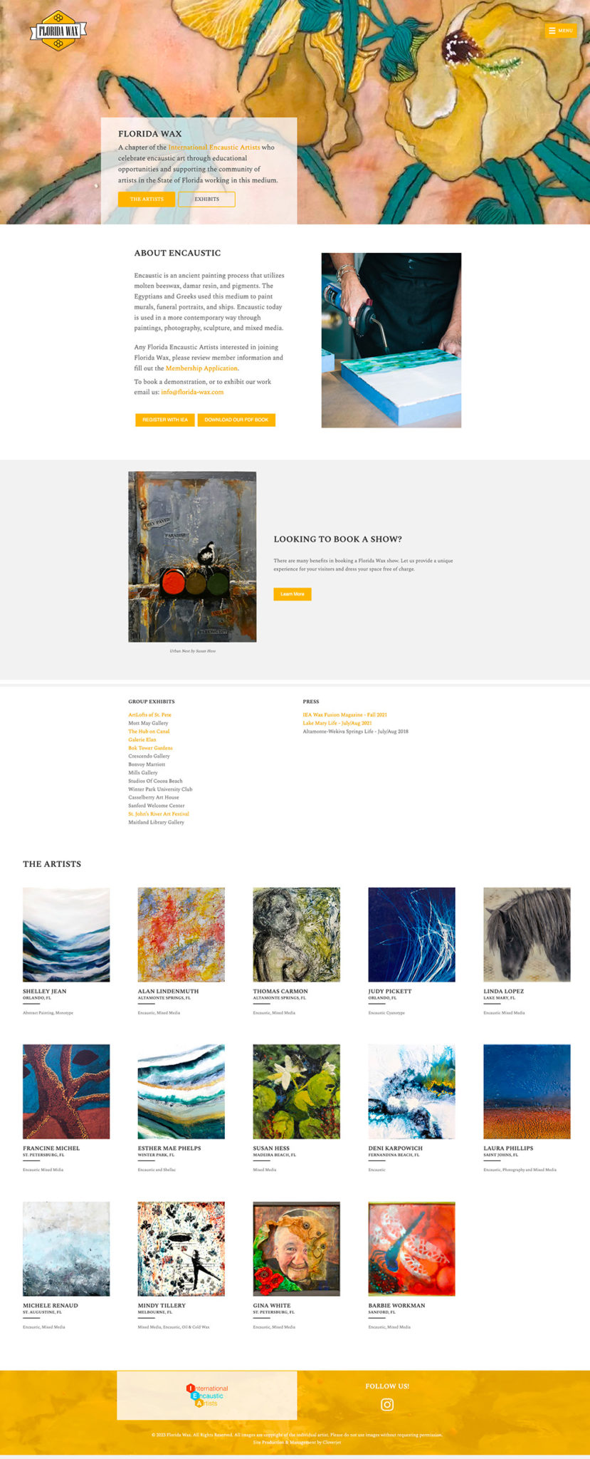 Screenshot of Art Website