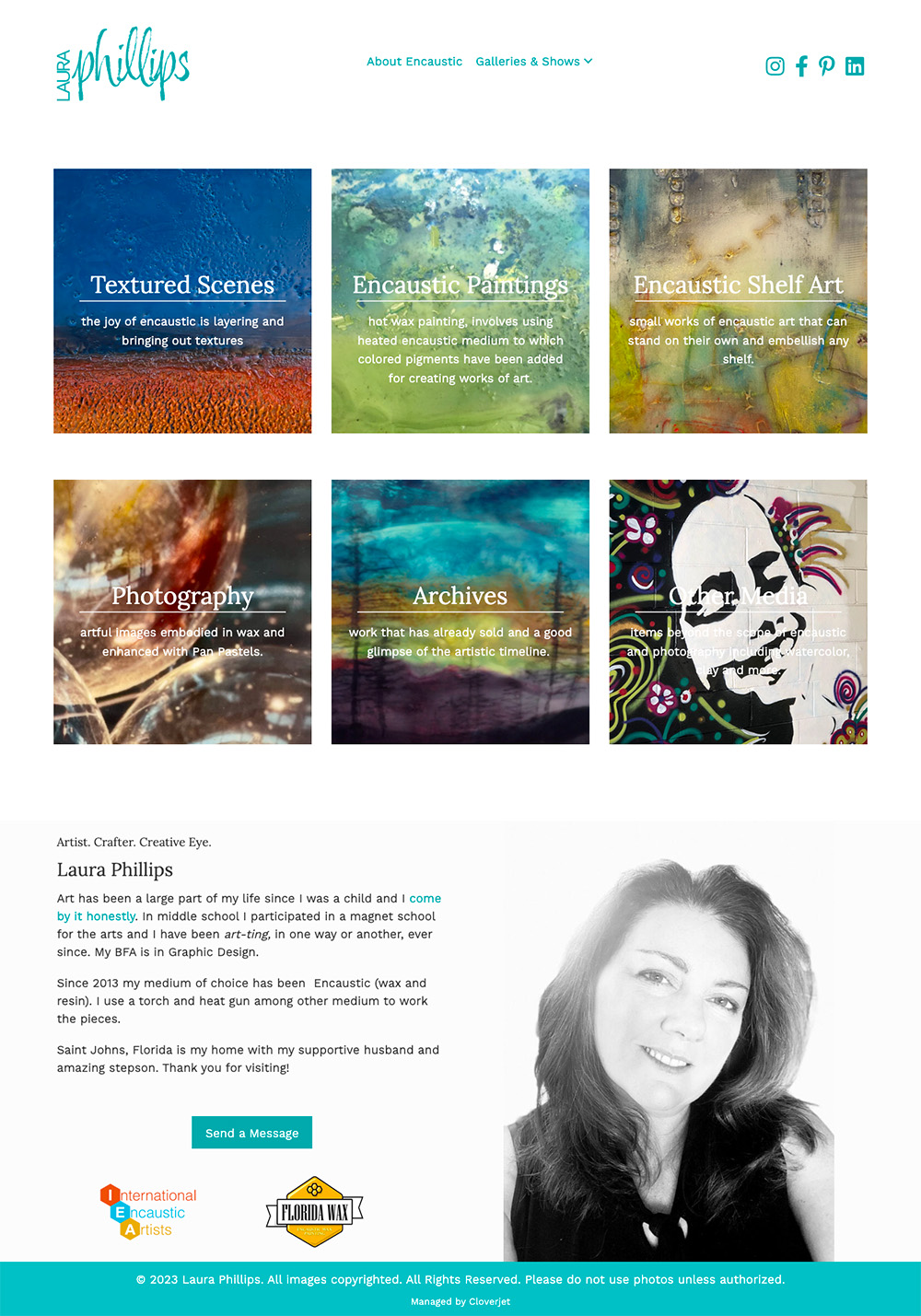 Screenshot of Lisa Myers Art Website
