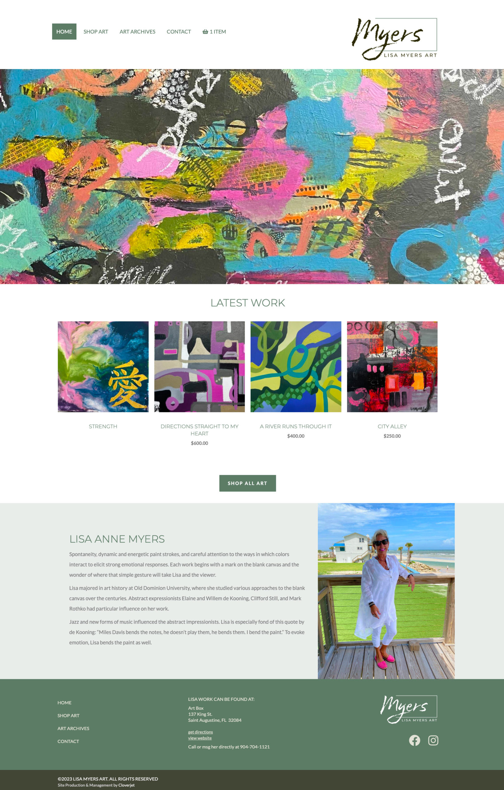 Screenshot of Lisa Myers Art Website