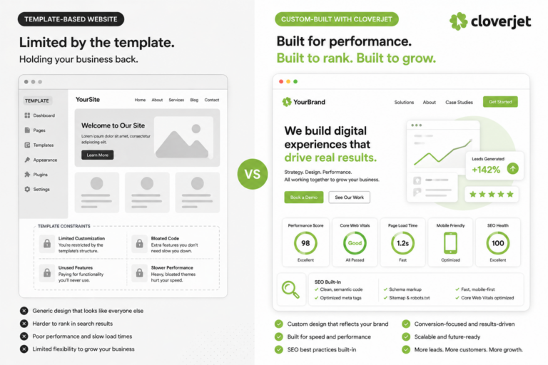 template vs custom built website comparison